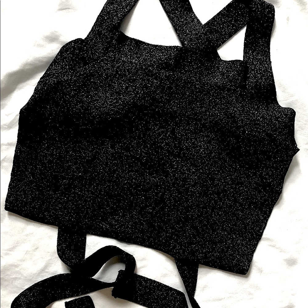 Aritzia Wilfred Cayenne Knot Top - Sparkly Black